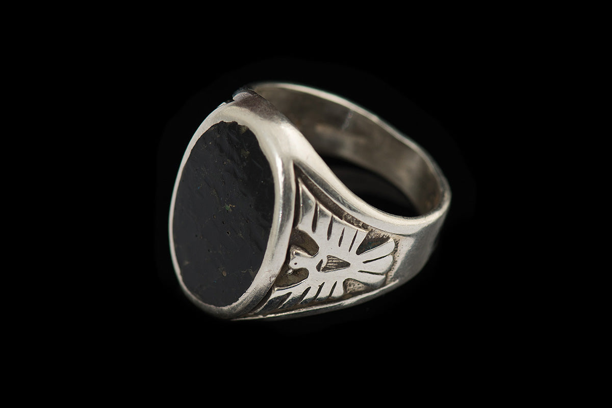 Silver ring and black onyx
